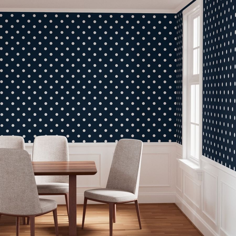 Navy and White Jumbo Dots Wallpaper jumbo dots wallpaper