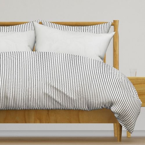 Mattress Ticking Narrow Striped Pattern in Dark Black and White Home Decor Collection Decor Collection black mattress ticking duvet cover design