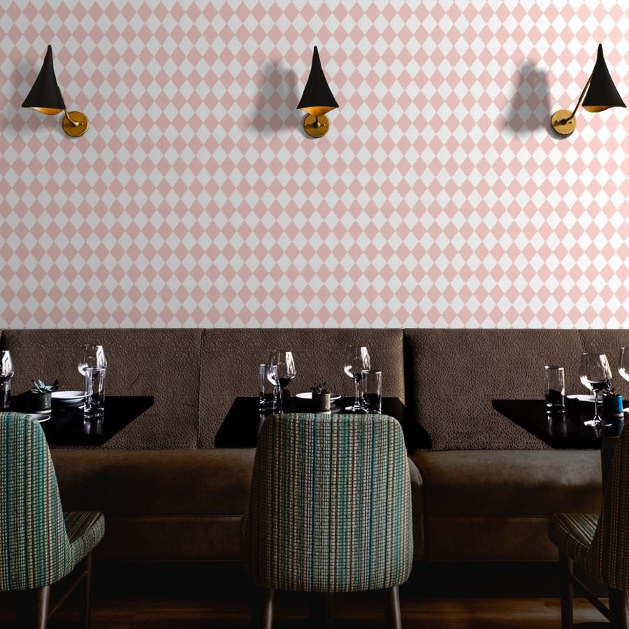 Pink Rosebud Small Modern Diamond Pattern Wallpaper small pink diamond wallpaper