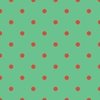 Red Vermillion Polka Dots on Vintage Christmas Green