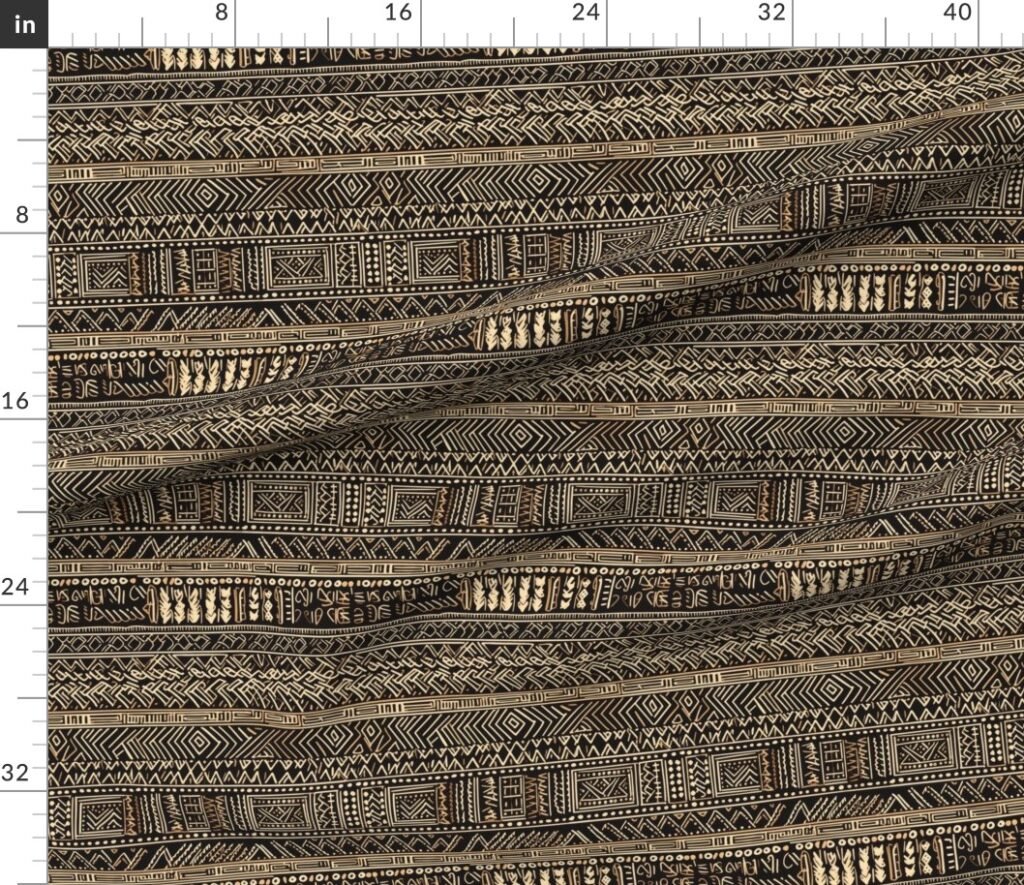 Tribal Mudcloth Boho Ethnic Print in Black and Cream Fabric design