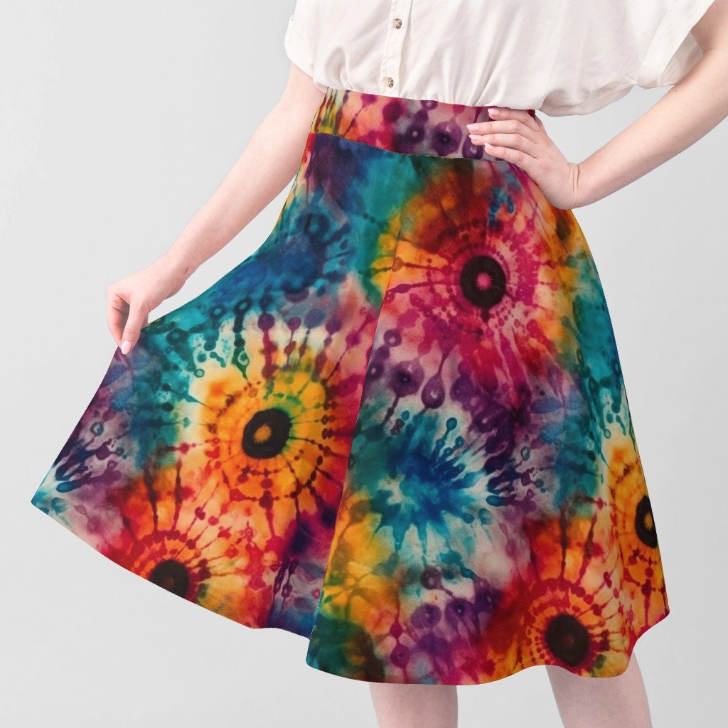 Jumbo Tie Dye Batik in Bright Multi Rainbow Colors Circling Swirls Fabric boho dye fabric