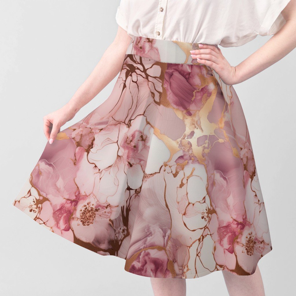 Pale Pink and Rose Gold Alcohol Ink Liquid Swirls Fabric alcohol ink fabric
