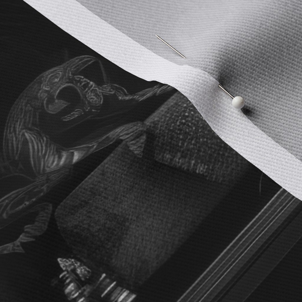 Spooky Photo realistic Dark Academia Bookshelves in Black and White Fabric dark academmia fabric
