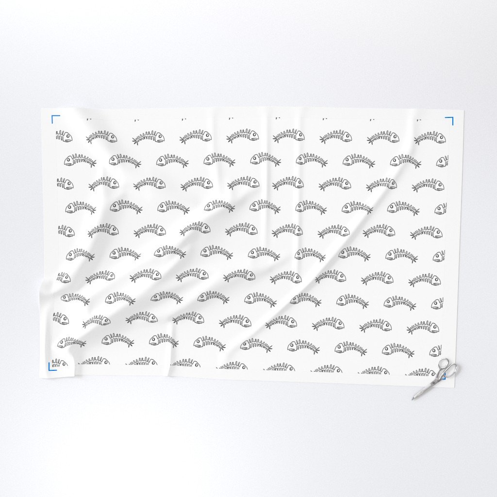 Alternating Black Edged Fish bones Skeletons Fabric black and white fabric