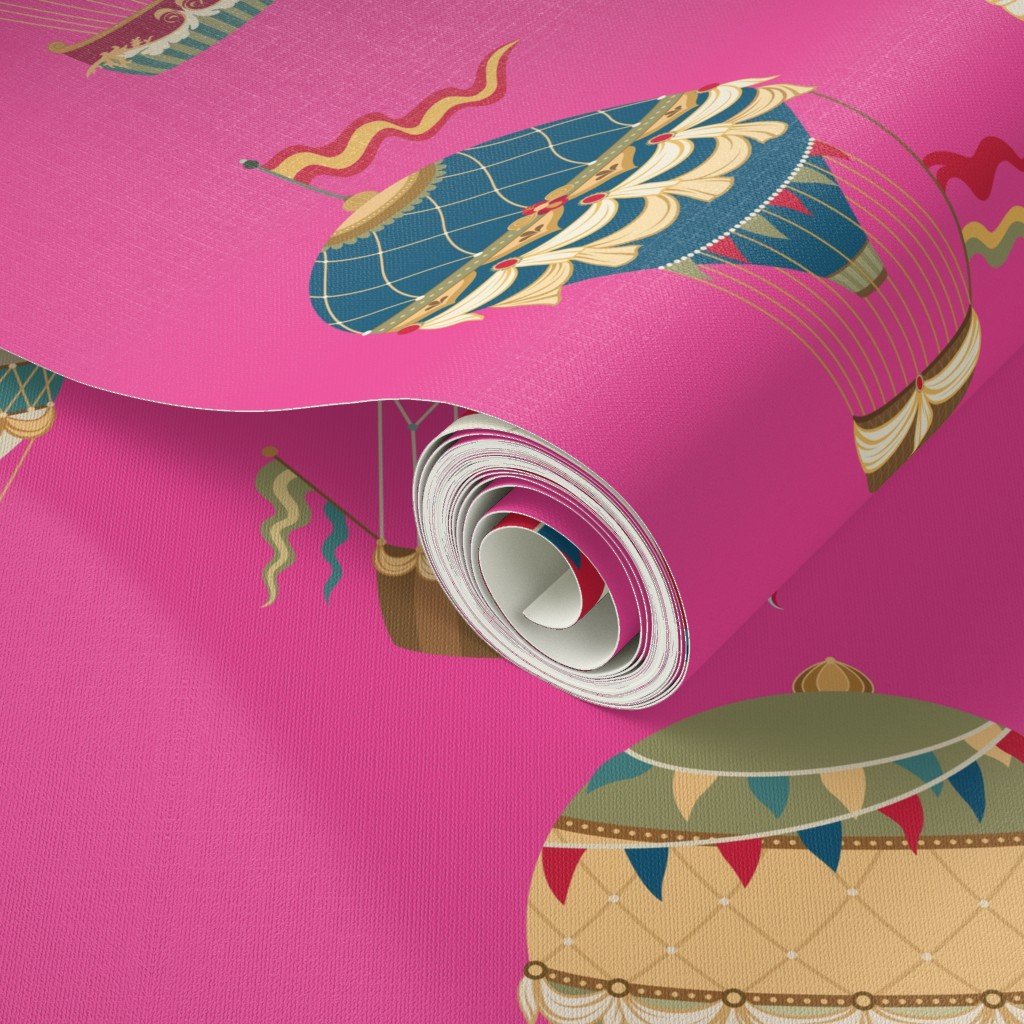 Vintage Hot Air Balloons on Hot Pink Home Styling Collection Design Collection hot air balloon wallpaper