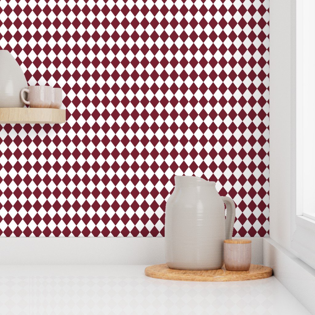 Small Wine and White Diamond Harlequin Check Pattern Design Collection Home Decor Collection wine and white wallpaper