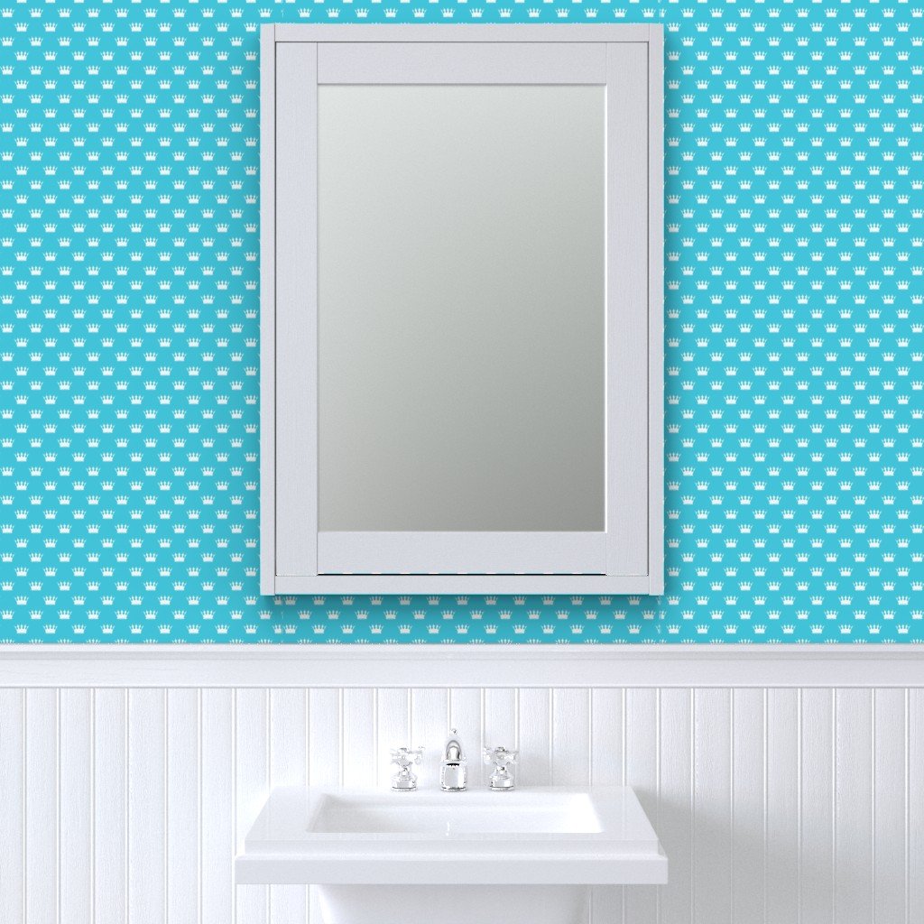 Mini Turquoise with Pale Grey Crowns Turquoise Wallpaper crowns wallpaper