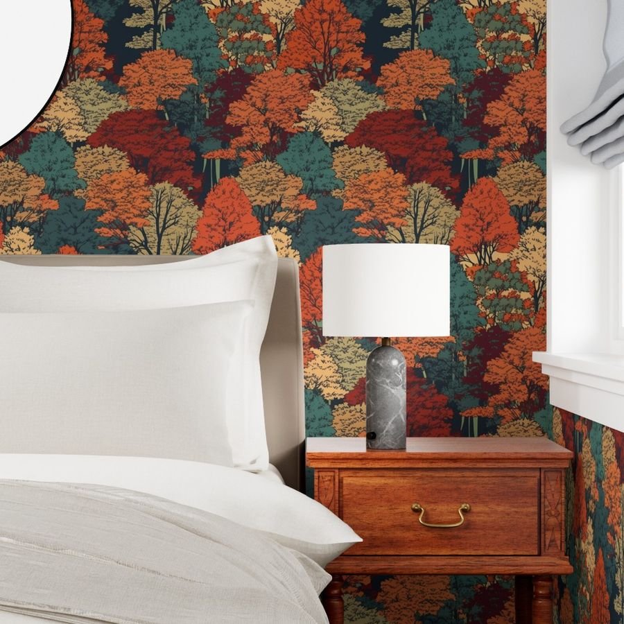 New England Endless Forest Fall Trees Home Styling Collection Home Styling Collection new england wallpaper