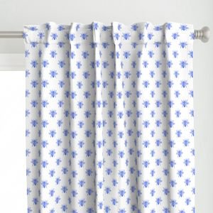 Blue Faux-foiled Bees on White Home Styling Collection Home Decor Collection blue and white curtain design