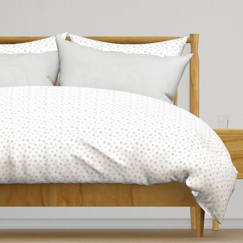 Small Faded Silver Christmas Stars on White Design Collection Design Collection faded silver duvet cover design