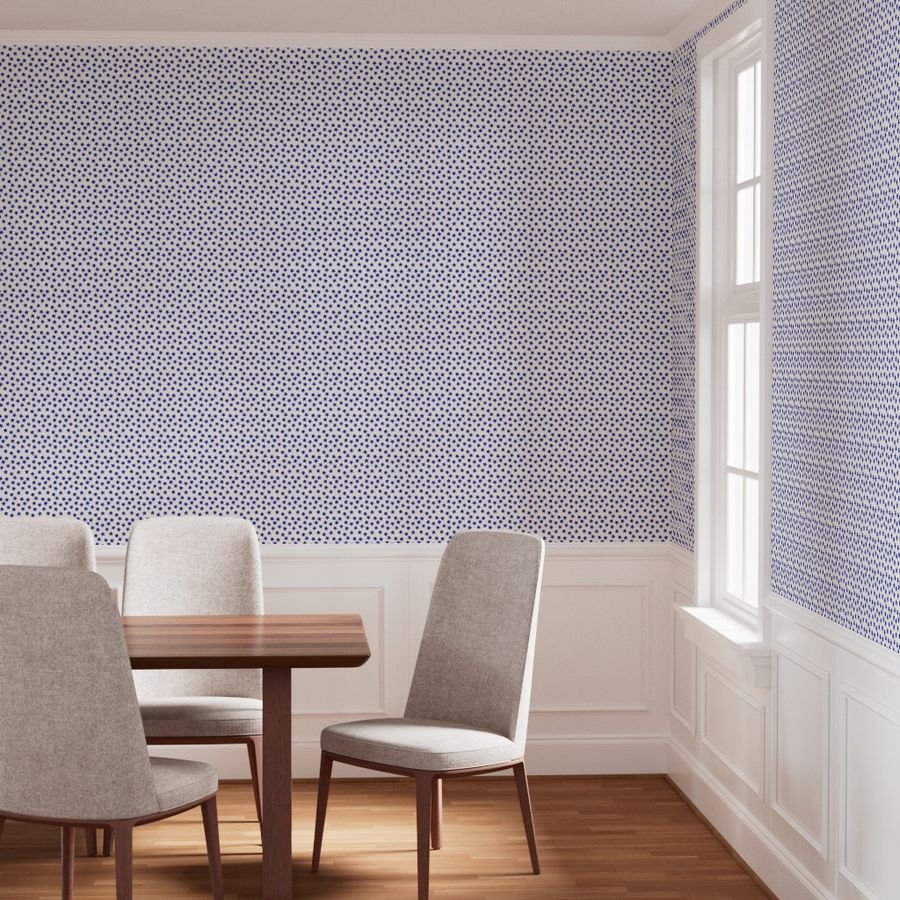 Small Faded Royal Blue Christmas Stars on White Wallpaper faded royal blue wallpaper