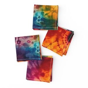 Jumbo Tie Dye Batik in Bright Multi Rainbow Colors Circling Swirls Interior Collection Home Styling Collection ethnic dye napkins design