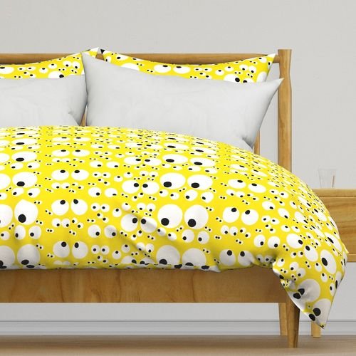 Googly Goo Goo Eyes on Neon Yellow Interior Collection Design Collection bright yellow duvet cover design