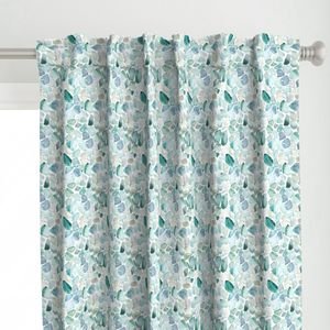 Small Blue and Aqua Shards of Tumbled and Scattered Watercolor Seaglass Home Styling Collection Design Collection beach curtain design