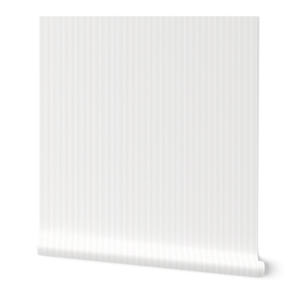 Light Dove Grey Thin Ticking Stripes on White Wallpaper earth tone wallpaper