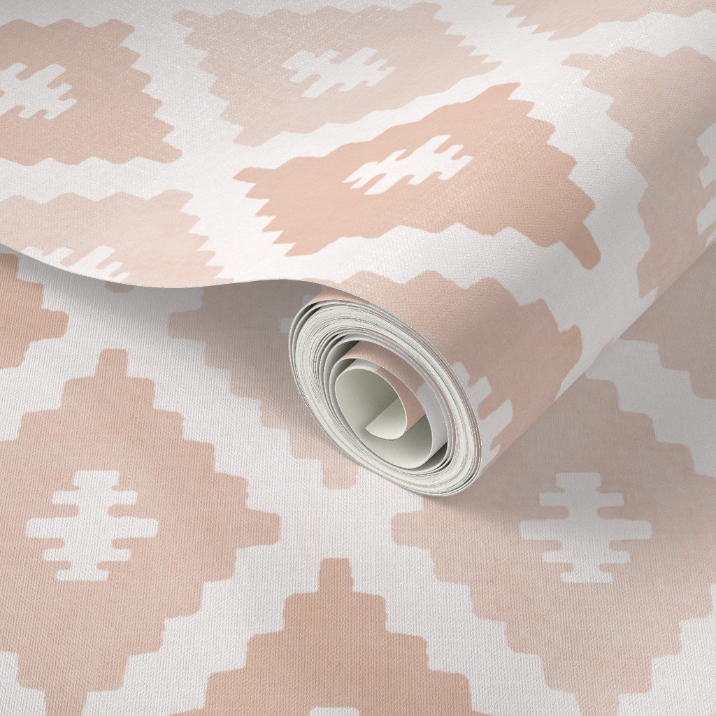 Large Sun Faded Mediterranean Diamond Pattern in Peach Sand Pink Decor Collection Interior Collection sand pink wallpaper