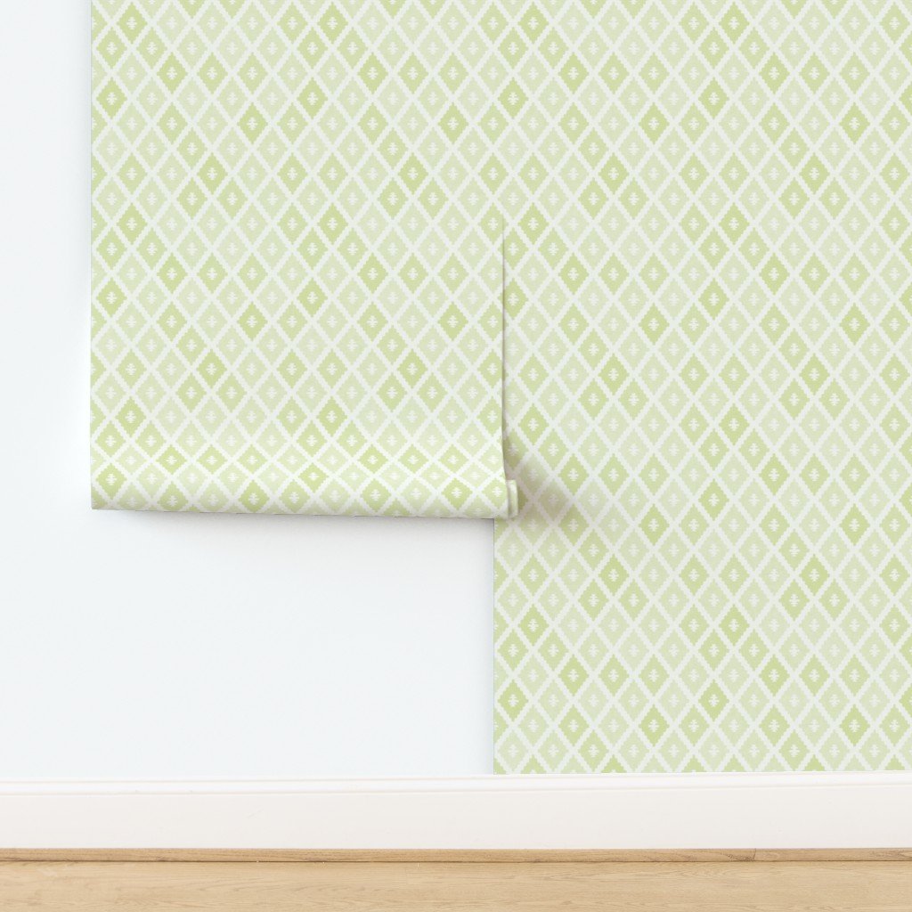Small Sun Faded Mediterranean Diamond Pattern in Lime Sage Green Interior Collection Design Collection pale sage wallpaper