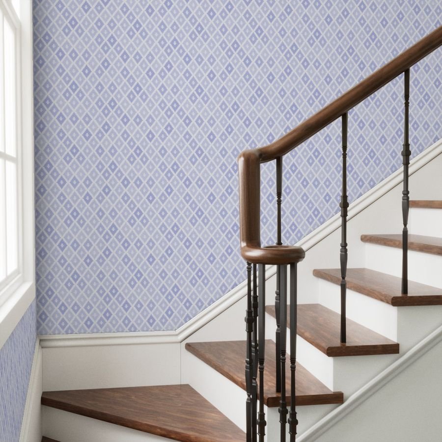 Small Sun Faded Mediterranean Diamond Pattern in Lavender Mist Blue Home Decor Collection Home Decor Collection bohemian wallpaper