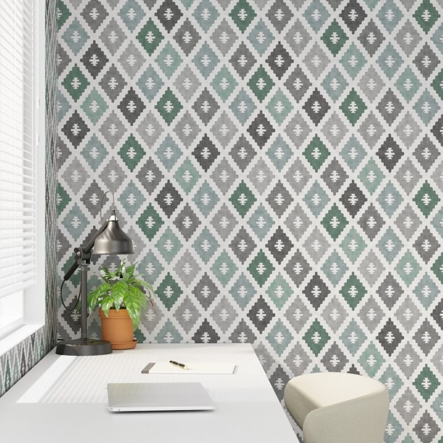 Large Weathered Seafoam Diamond Pattern in Charcoal Gray Decor Collection Home Decor Collection cool tone wallpaper