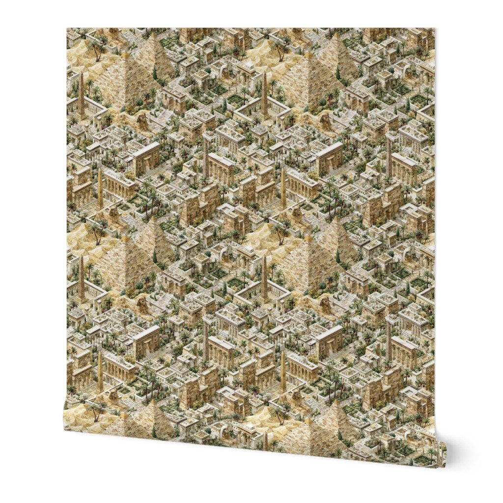 Ancient Egypt Watercolor Architectural Landscape Isometric Seamless Repeat Home Decor Collection Home Decor Collection desert wallpaper