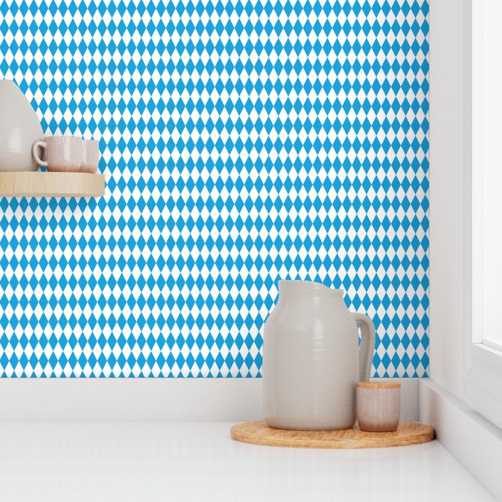 Oktoberfest Bavarian Blue and White Medium Diagonal Diamond Pattern Home Decor Collection Decor Collection beer houses wallpaper