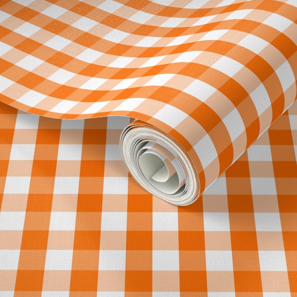 Small Pumpkin Orange and White Gingham Check Pattern Design Collection Home Styling Collection orange gingham wallpaper