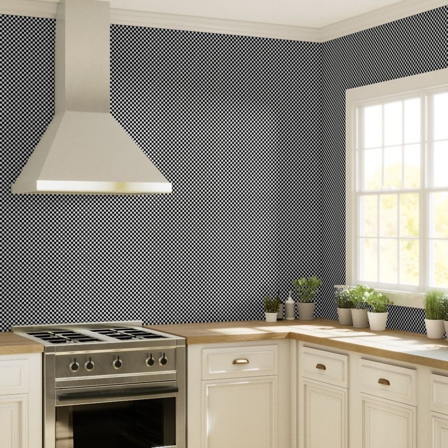 Black and White Checkerboard 1/2 inch-Check Wallpaper black wallpaper