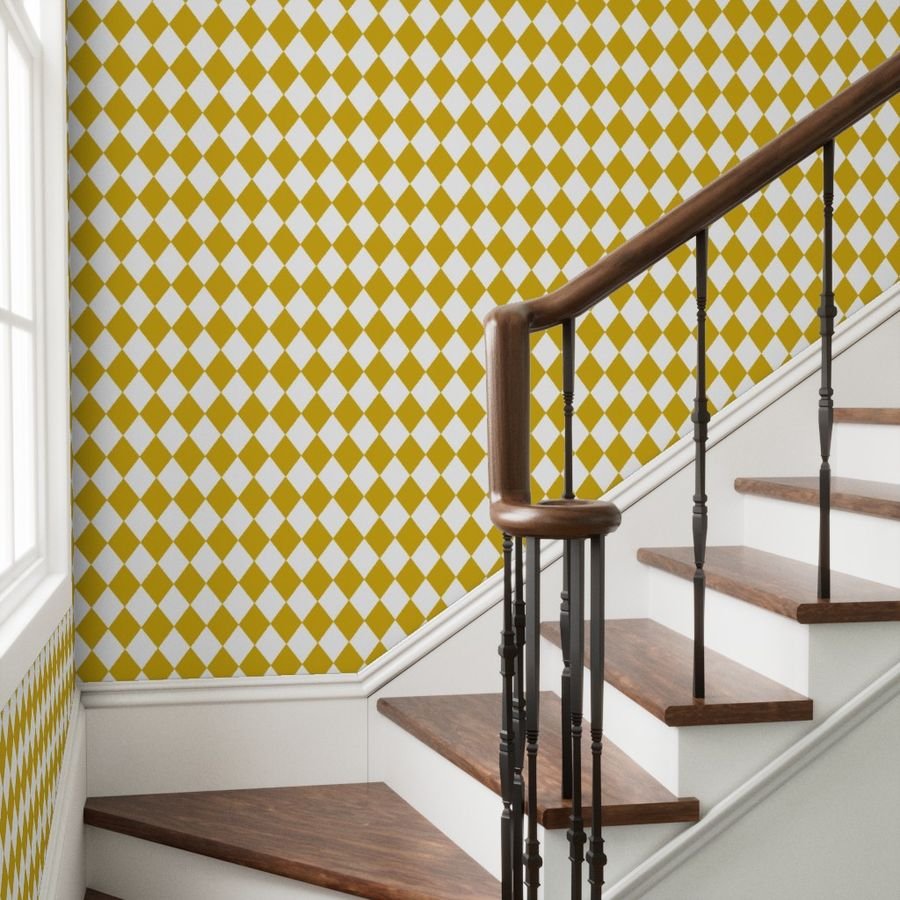 Antique Moss Yellow Modern Diamond Pattern Design Collection Design Collection antique moss yellow wallpaper