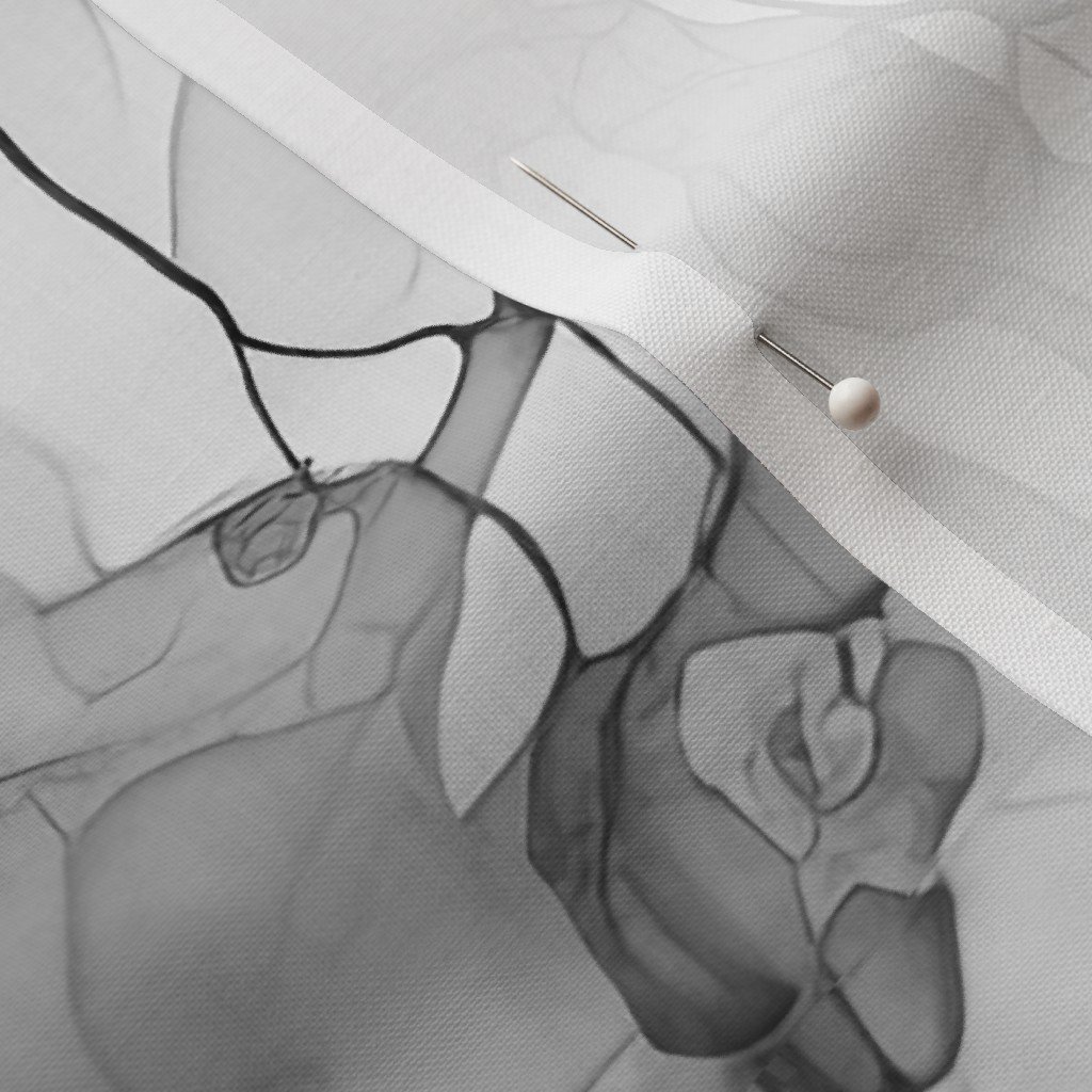 Alcohol Liquid Ink Swirls in Grey Porcelain Glaze Fabric alcohol grey fabric