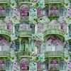 Barcelona House Architectural Detail in Windows Columns Arches and