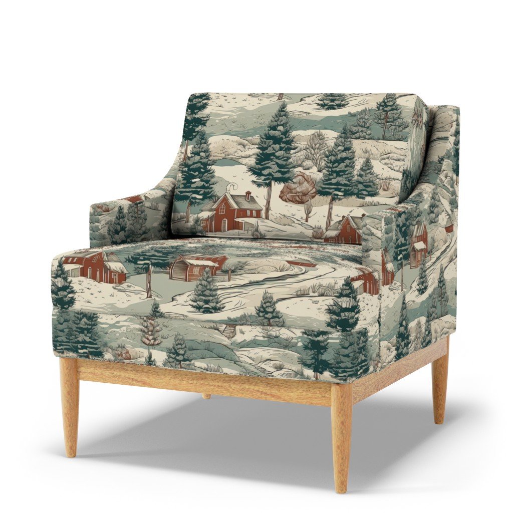 Small Montana Winter Cabins Montana with Evergreens Fabric montana forest fabric