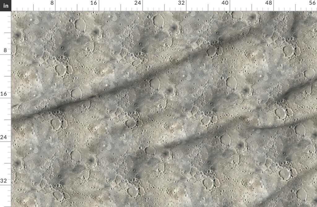 Natural Grey Pocked Surface of the Moon Fabric design