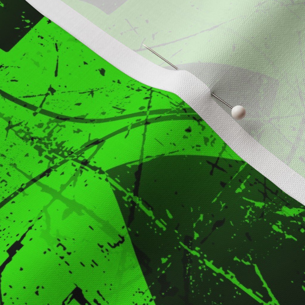 Green and Black Radioactive Hazmat Grunge Pattern Fabric alert sign fabric