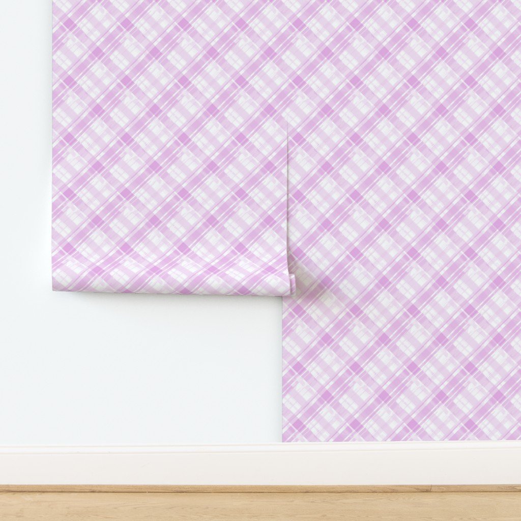 Faded Madras Diagonal Plaid in Pink Wallpaper design