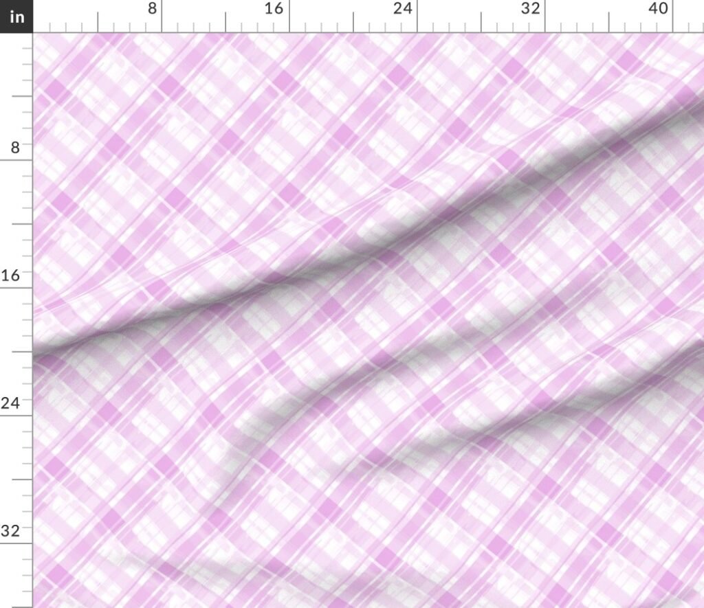 Faded Madras Diagonal Plaid in Pink Fabric design