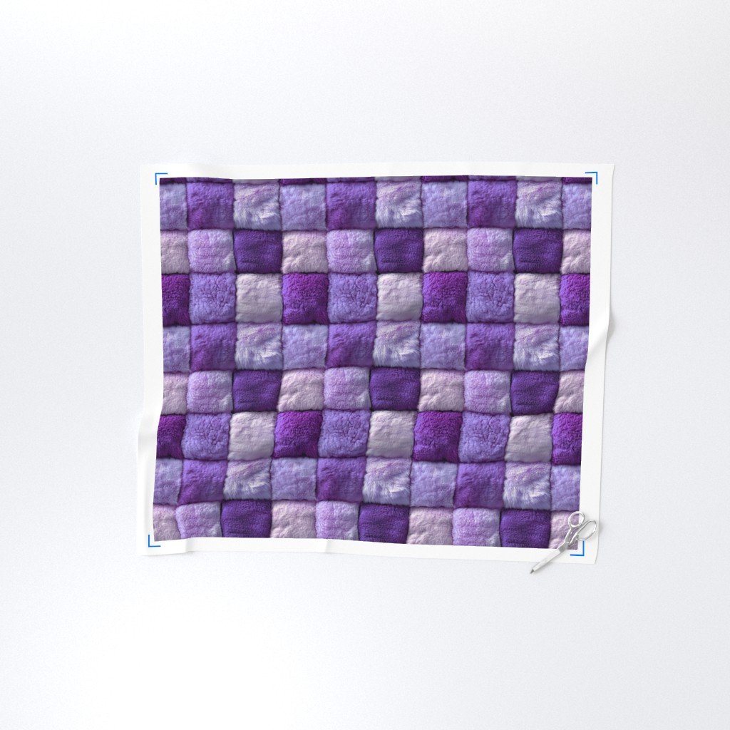 Large Violet Faux Fur Patchwork Fabric - Luxurious Plush Texture Fabric faux fur fabric