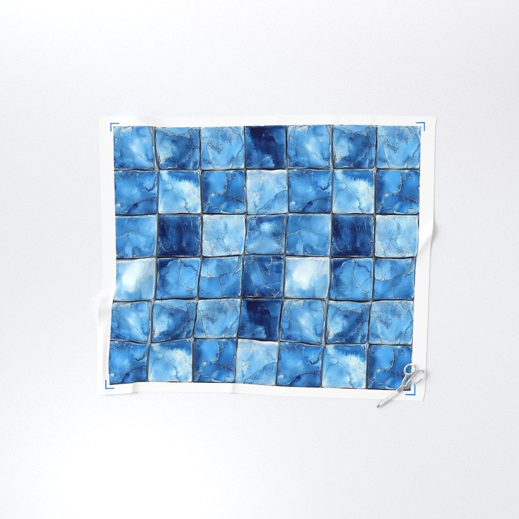 6 inch Blue Mosaic Tiles with Watercolor Effect for Pool or Bathroom Fab bathroom fabric