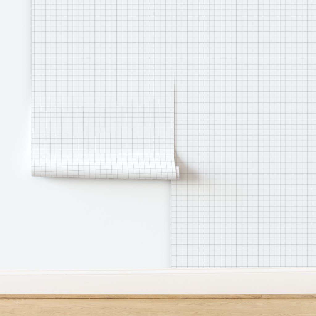 1 Inch Grid Line Pattern with Mid Grey Lines on White Home Decor Collection design