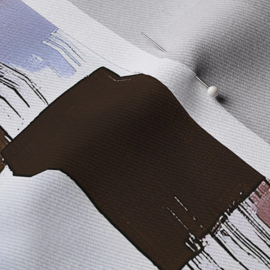 Abstract Earthy Brushstroke Blocks in Brown and Mauve Fabric warm tones fabric
