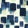 Large Abstract Brushstroke Blocks in Navy Teal and Soft Cream