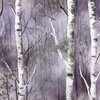 Endless Silver Birch Tree Dreamscape in Misty Purple and Green