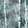 Endless Silver Birch Tree Dreamscape in Misty Green and Blush Pink