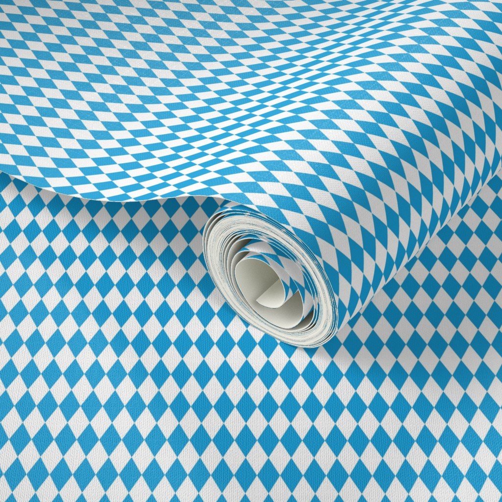 Oktoberfest Bavarian Blue and White Mini 1 inch Diagonal Diamond Pattern Home Styling Collection Home Styling Collection diamond check wallpaper