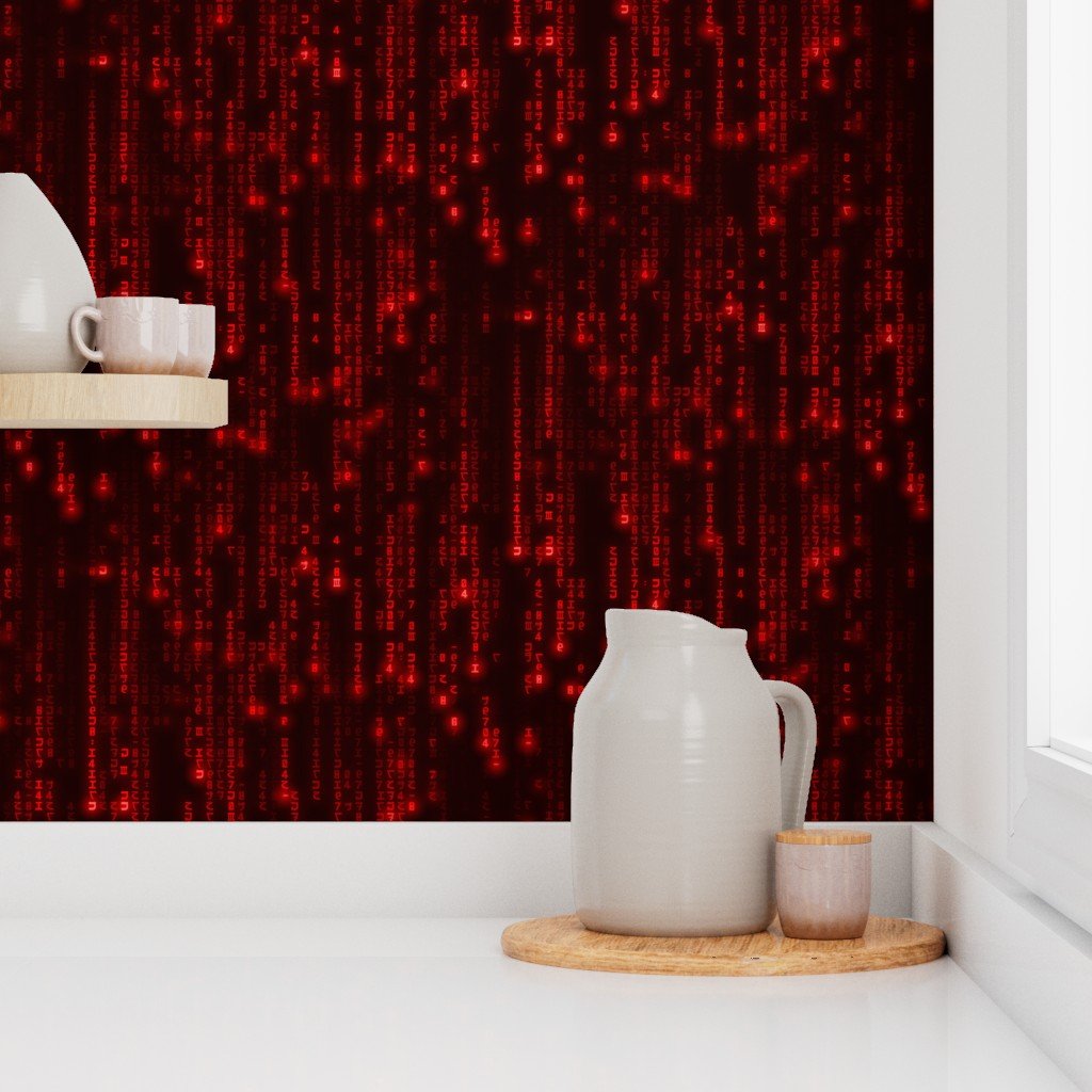 Neon Red Digital Rain Computer Code Interior Collection Decor Collection computer wallpaper