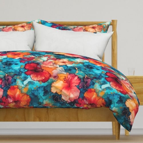Hawaiian Alcohol Ink Home Styling Collection Home Styling Collection floral pattern duvet cover design