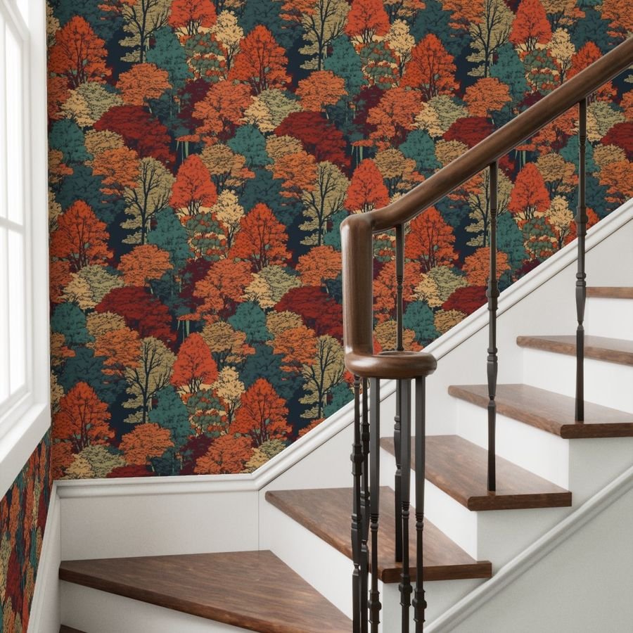 New England Endless Forest Fall Trees Home Styling Collection Home Styling Collection fall trees wallpaper