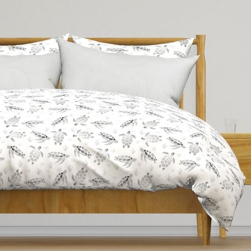 Grey Ombre Watercolor Sea Turtle Print Interior Collection Home Decor Collection grey turtles duvet cover design