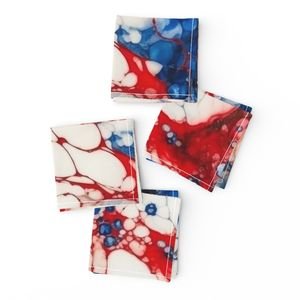 Red White and Blue Alcohol Ink USA Patriotic Flag Colors Alcohol Ink Home Decor Collection Home Styling Collection flag colors napkins design