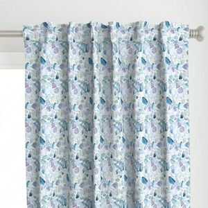 Small Blue and Lilac Shards of Tumbled and Scattered Watercolor Seaglass Decor Collection Home Styling Collection beach theme curtain design